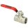 Brass DIN ball valve 1/2" IT/IT, PN 40 with steel lever, red