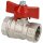 Brass ball valve 1/2" IT/IT, DN 15 with wing handle, red, PN 25, MS 48