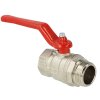 Brass ball valve 1&quot; IT/ET with steel lever red, PN 25