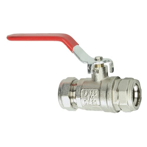 Brass ball valve with clamp ring joint both ends Ø 22 mm, long handle