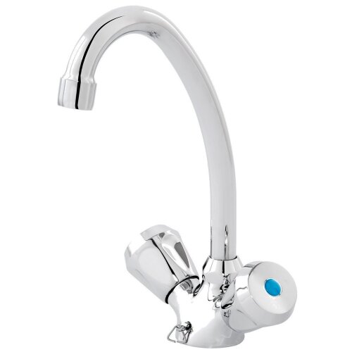 Two-handle single-hole washbasin mixer plastic tap handle, chrome-plated brass