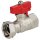 MS ball valve 3/4" x 3/4" IT/lock nut with wing handle, red, PN 25, MS 58