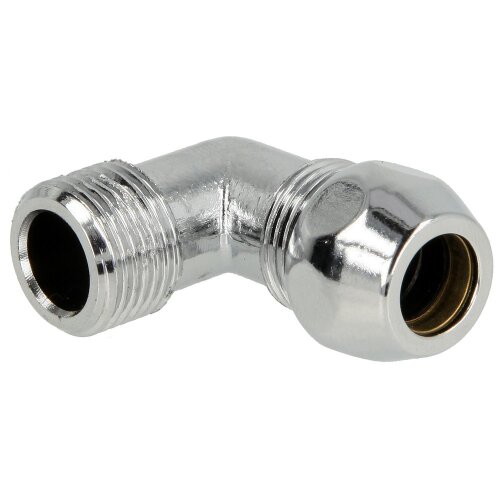 Crimp screw joint - elbow, one sided 1/2 ET x 10 mm, chrome-plated