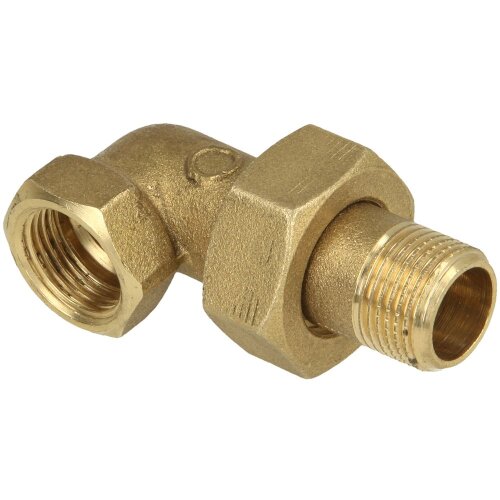 Elbow union 90° IT/ET 1 1/4“ flat-sealing brass bright