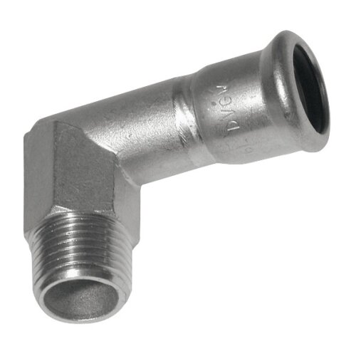 Stainless steel press fitting adapter elbow 22 mm I x 3/4" ET with M-contour