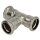 Stainless steel press fitting T-piece 35 mm F/F/F with M-contour