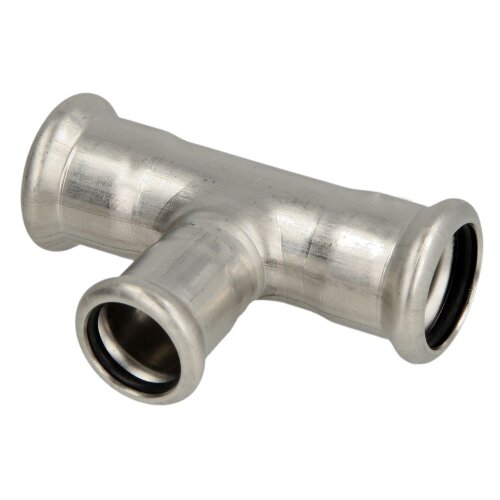 Stainless steel press fitting T-piece reduced 22x15x22 F/F/F with M-contour