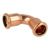 Press fitting copper elbow 90&deg; 12 mm F/F contour M