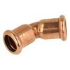 Press fitting copper elbow 45&deg; 15 mm F/F contour M
