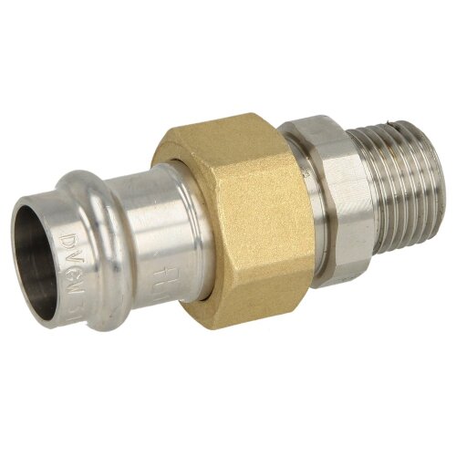 Stainless steel press fitting screw connection 18 mm I x ¾" ET, V profile