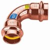 Gas press fitting copper elbow 90&deg; 22 mm F/F V contour