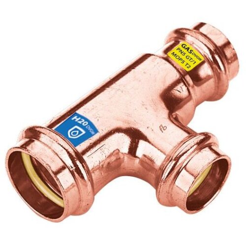 Combi fitting copper tee reduced 28 x 22 x 28 mm F/F/F V contour