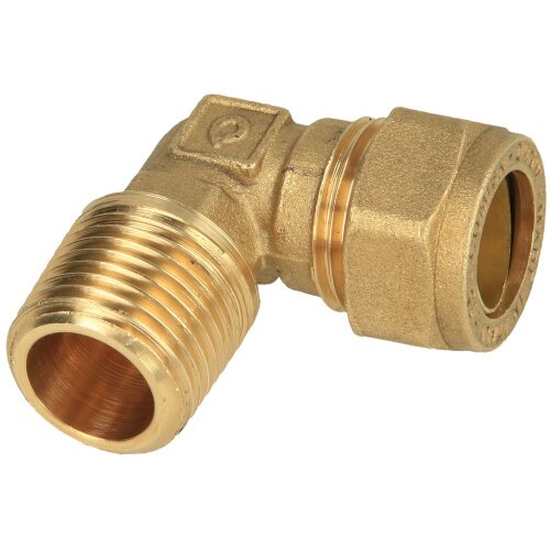 MS compression fitting elbow for pipe-Ø 22 mm x 3/4"
