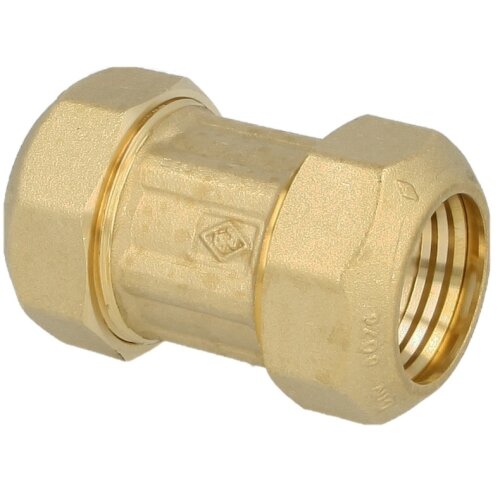 Compression fitting for PE pipes with brass ring, connector 63 x 63