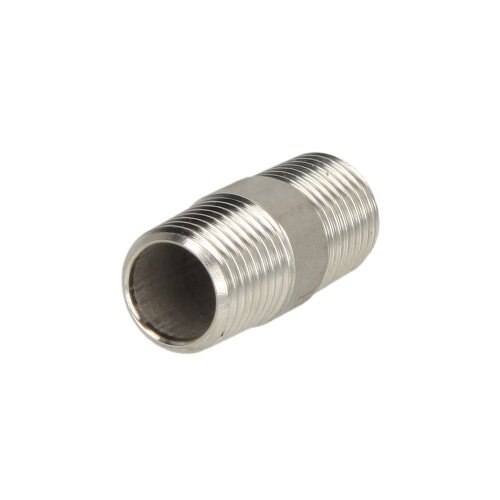 Stainless steel double pipe nipple 30 mm 1/4" ET, conical thread