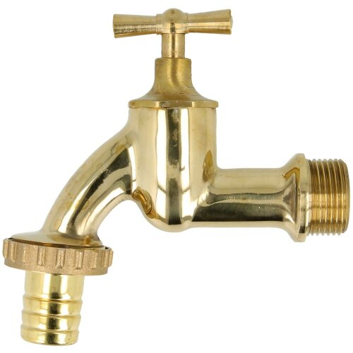 Draw-off tap 3/4&quot; brightly polished with hose screw connection