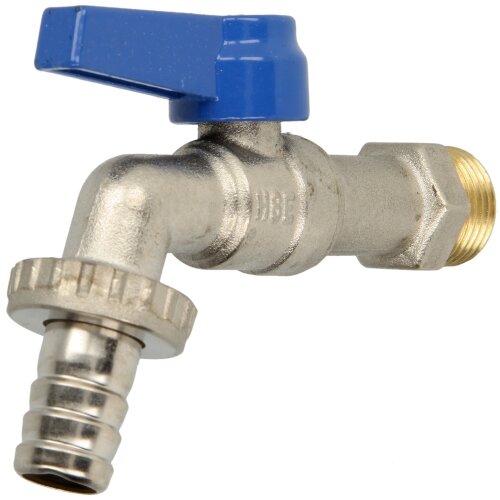 Ball valve 1/2&quot;, blue handle nickel-plated brass, with hose joint