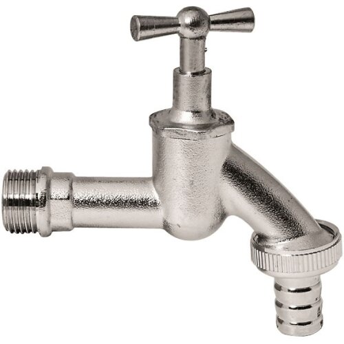 Draw-off tap 3/4" matt chrome with hose screw connection