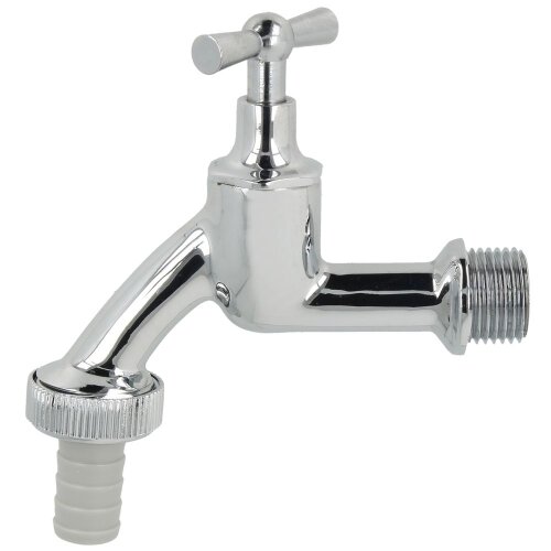 Draw-off tap 1/2" polished chrome with hose screw connection