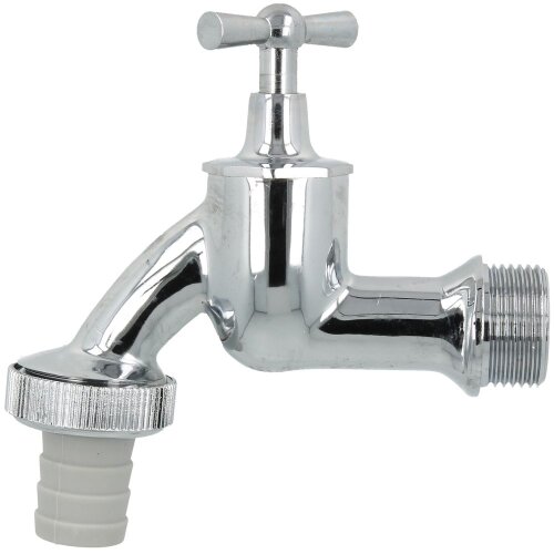 Draw-off tap 3/4&quot; polished chrome with hose screw connection