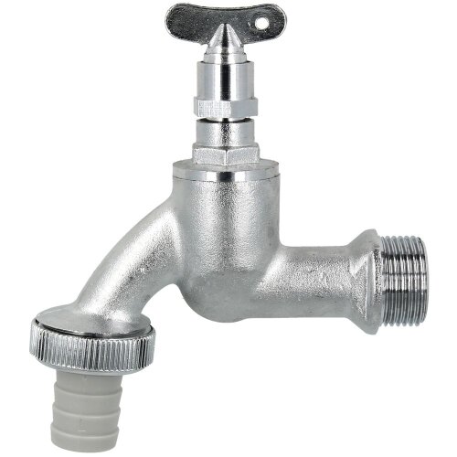 Draw-off tap for square drive 3/4" matt chrome with hose screw connection