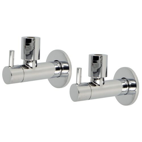 Design angle valve 1/2" - double pack chrome, with compression fitting