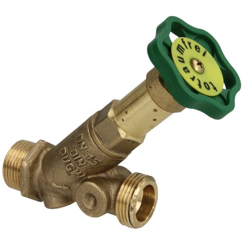 Free flow valve DN 15, without drain 3/4" ET x 3/4" ET, non-rising stem