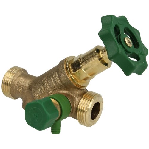 Free-flow valve DN 15, with drain 3/4" ET x 3/4" ET non-rising stem