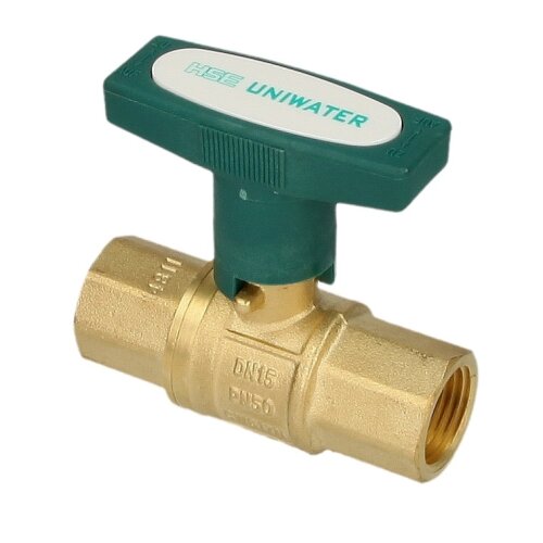 Ball valve DVGW, IT 1/2" x 75 mm, DN 15 ISO-T-handle, DIN EN-13828, CW 617-M