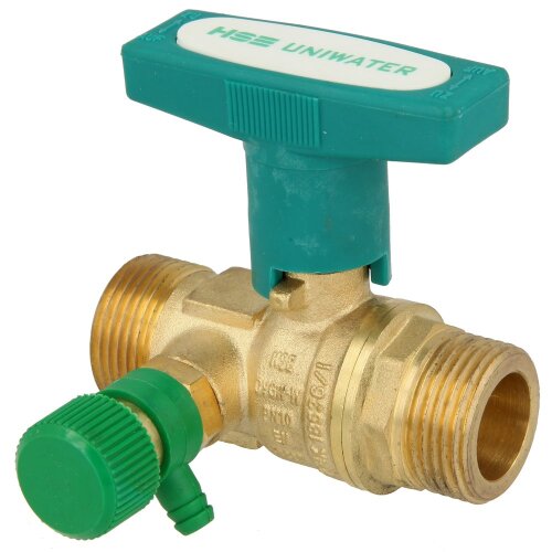 Ball valve DVGW, ET 3/4" x 75 mm, DN 15 ISO-T-handle, with drain CW 617-M