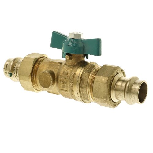 Ball valve DVGW DN25xViega press c. 28mm with wing handle, with drain CW 617-M