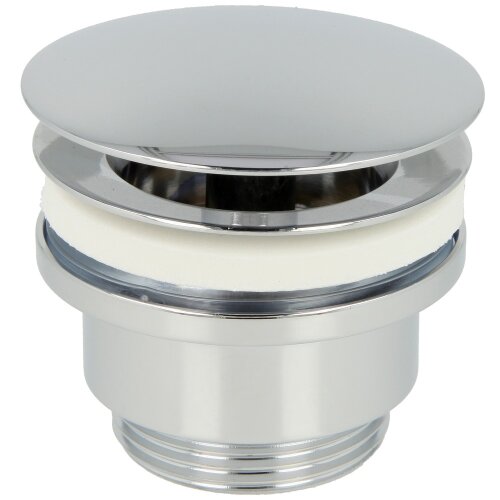 Design drain valve 1 1/4", chrome Closable plug (pressure cap)