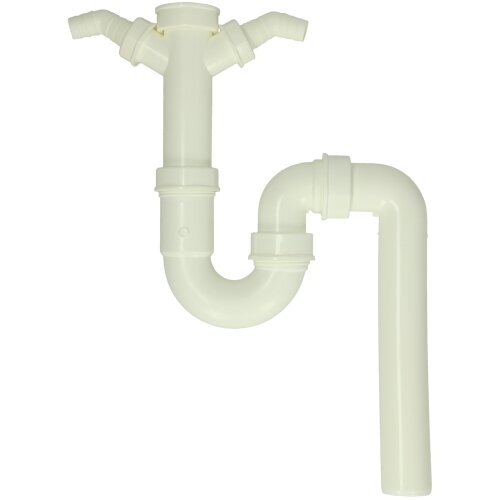 Pipe drain trap 1 1/2" with 2 x con. Vertical outlet, RW 50 mm