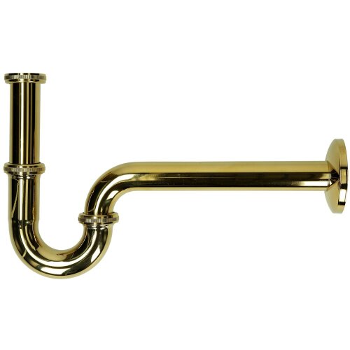 Tube siphon 1 1/4" PLUS, noble brass 1 1/4" x 32 mm with rosette 80 mm