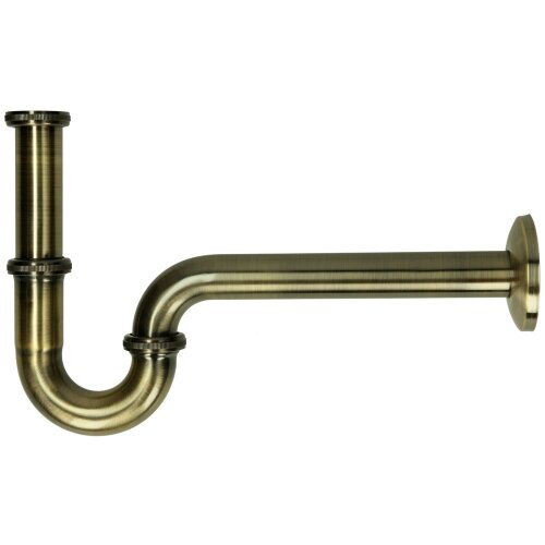 Tube siphon 1 1/4" PLUS, bronce 1 1/4" x 32 mm with rosette 80 mm