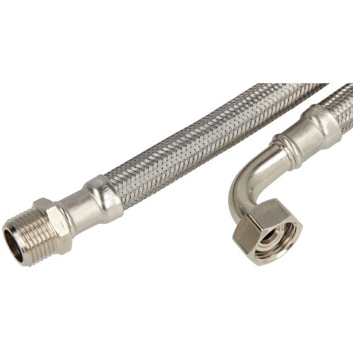 Stainless steel connection hose 1,500 mm 1/2" ET x 1/2" nut (bend) (DN 13)