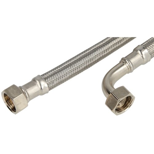 Stainless steel connection hose 300 mm 1/2" nut x 1/2" nut (bend) DN 13