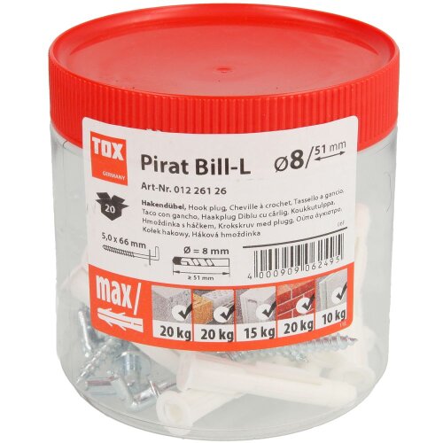 Tox Hook fixing Pirat Bill-L Ø 8 mm x 52 mm with hook (5 mm)