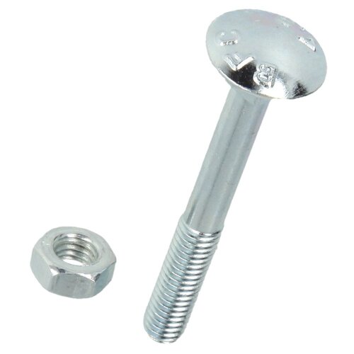 Round head screw M 6 x 20 mm (PU 100) with hex. nut DIN 603 galv. zinc coated