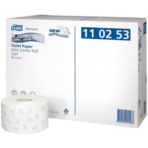 Tork premium toilet paper, 2 ply mini jumbo roll, 12 rolls x 170 m 110253