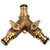 Y-distributor, brass 3 x plug-in coupling, 2 can be shut off