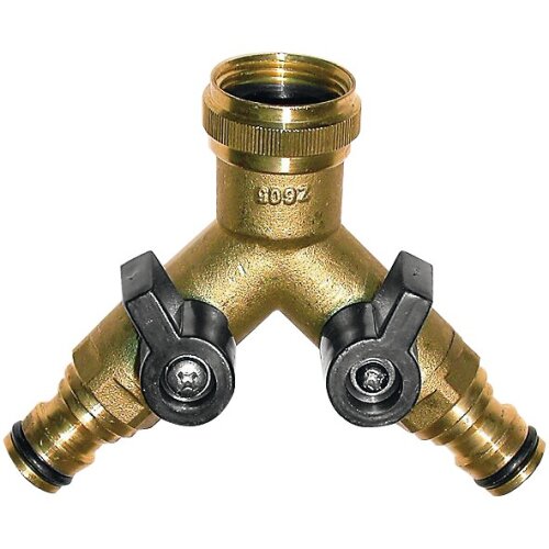 Y distributor 3/4" IT 2 x plug-in coupling, can be shut off