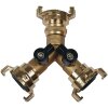 Brass Y distributor, with 3 x quick coupling, two...